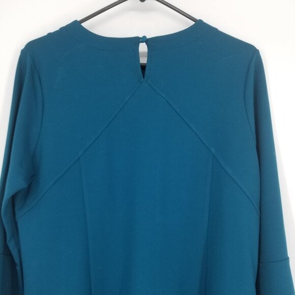 J.Jill Peacock Blue, Bell Sleeved Dress - Lovely, Tasteful Cut & Drape -M - Picture 6 of 6